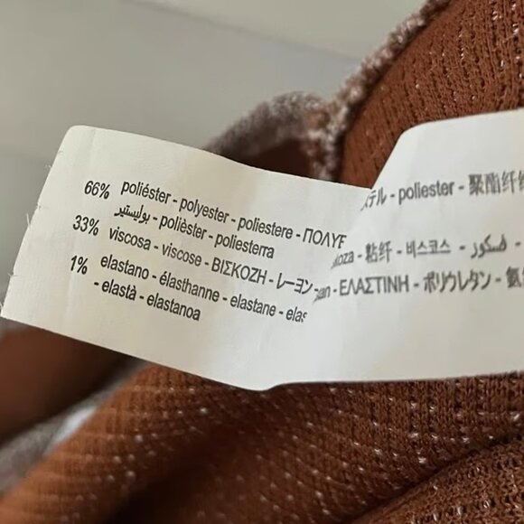 Zara Burnt Orange/Brown Ribbed Midi Dress With Back Detail Size Large - Picture 6 of 6